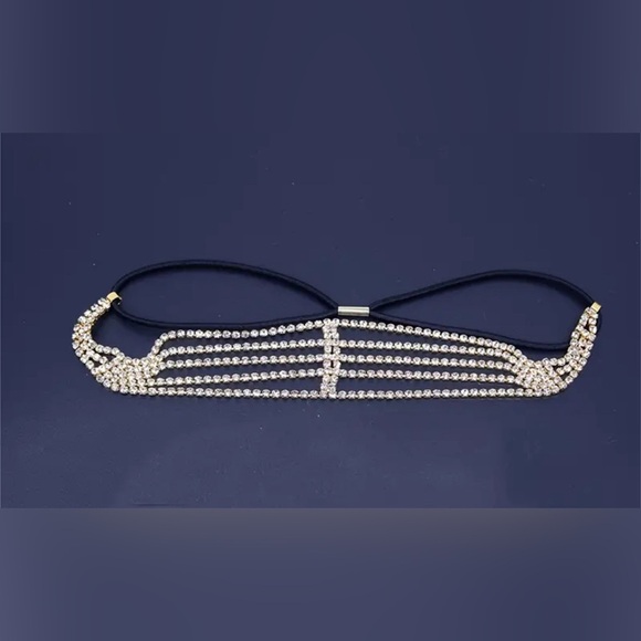 New Luxury Rhinestone Elastic Headband Gold ✨✨💕💕 - Picture 3 of 6